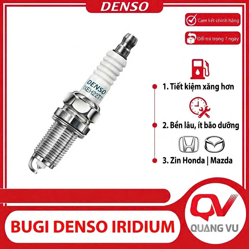 Bugi Denso IXEH22TT Iridium cao cấp cho Honda City 2014+, Accord 2013+, Mazda 2/3/6 2014+, CX-5, Nissan Teana J32 4 Bugi Denso IXEH22TT Iridium cao cấp cho Honda City 2014+, Accord 2013+, Mazda 2/3/6 2014+, CX-5, Nissan Teana J32