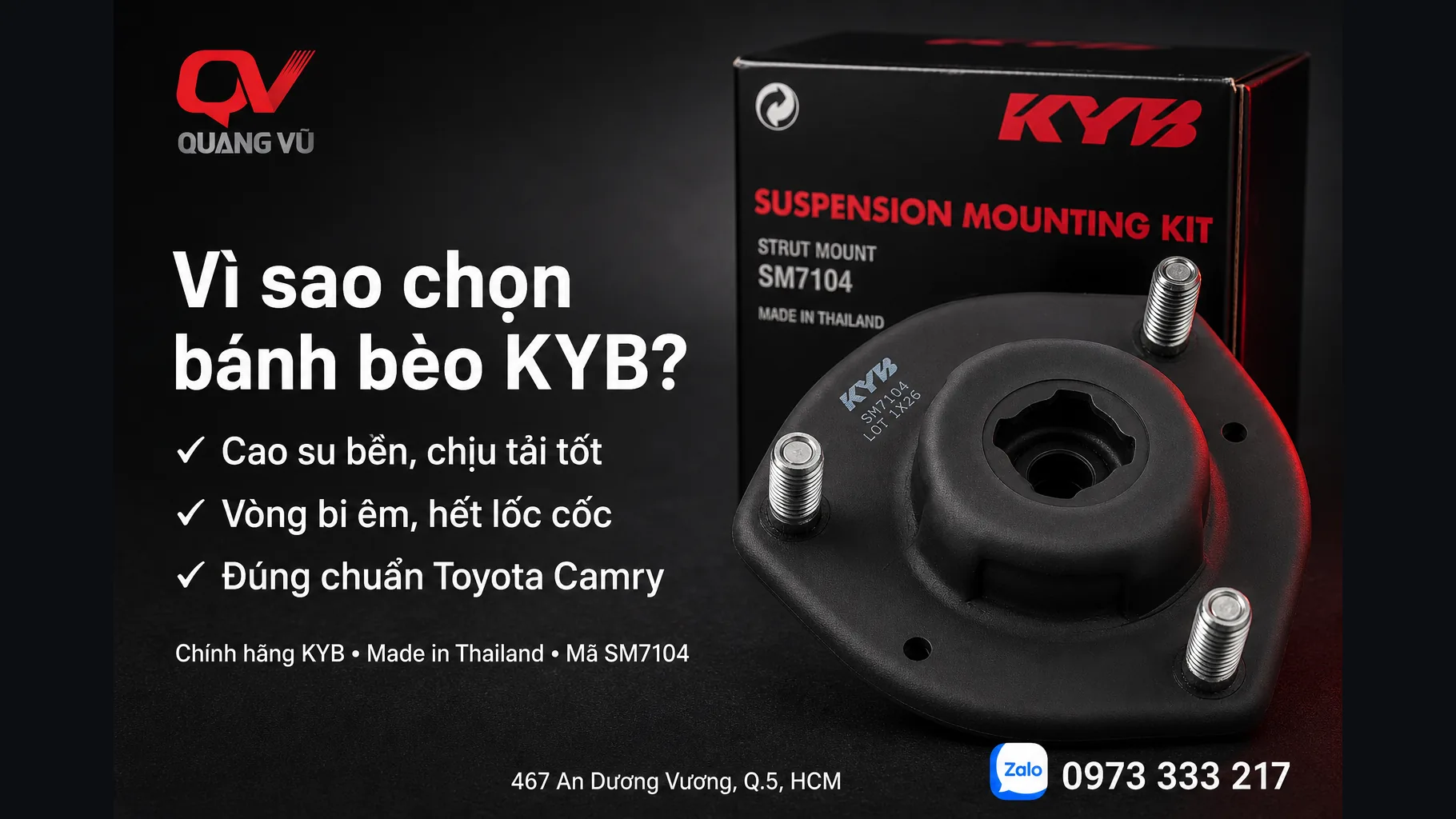 Bánh bèo giảm xóc trước Toyota Camry KYB giá tốt 2 260530 1417 qv sm7104 camry banhbeo whykyb 16x9 1