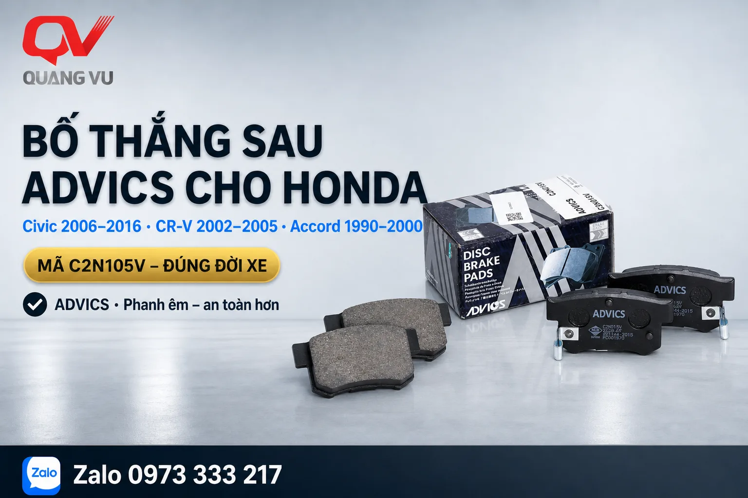 Kinh Nghiệm Chọn Bố Thắng (Má Phanh) Sau Cho Honda Civic 2006-2016, CR-V 2002-2005, Accord 1990-2000: Bền Bỉ, Phanh Ổn Định, Mua Đúng Mã 1 blog advics c2n105v 1 hero