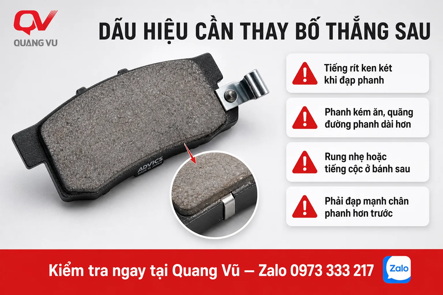 Kinh Nghiệm Chọn Bố Thắng (Má Phanh) Sau Cho Honda Civic 2006-2016, CR-V 2002-2005, Accord 1990-2000: Bền Bỉ, Phanh Ổn Định, Mua Đúng Mã 2 blog advics c2n105v 2 dauhieu